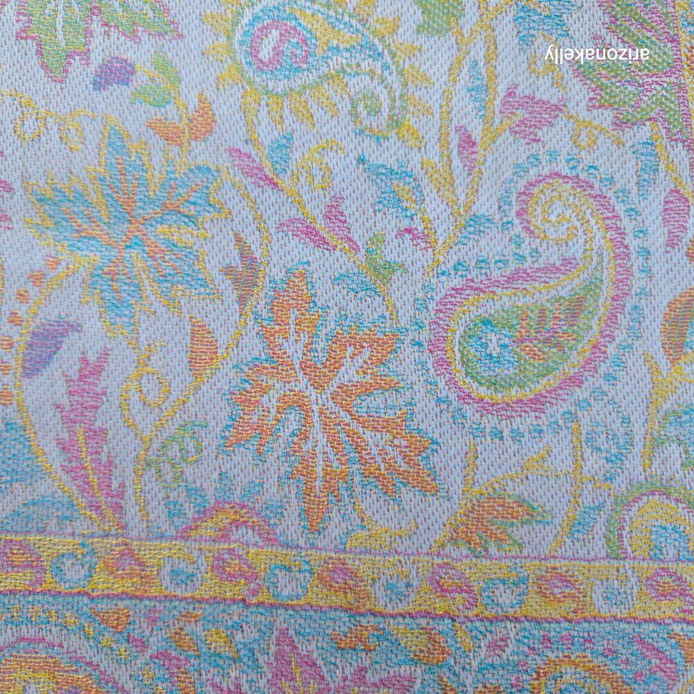 NWT Silk Modal Scarf Stole Wrap Pastel Paisley Leaves - Picture 8 of 16